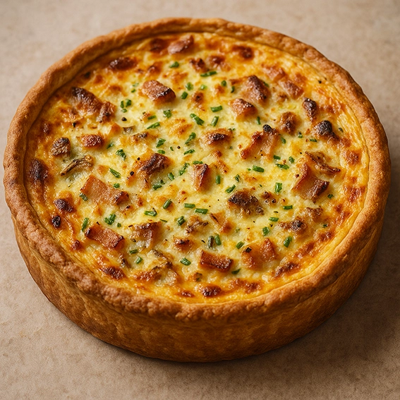 Quiche lorraine maison dorée au four, lardons et appareil fondant – Chez Mamie Suz’